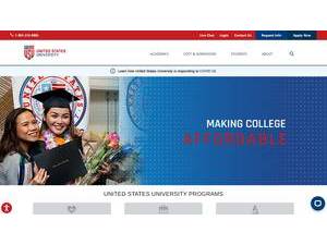 United States University's official website homepage screenshot