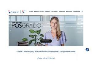 Universidad Americana's official website homepage screenshot