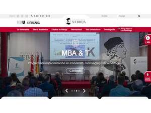 Universidad Antonio de Nebrija's official website homepage screenshot