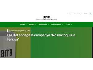 Universidad Autónoma de Barcelona's official website homepage screenshot
