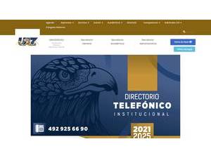 Universidad Autónoma de Zacatecas's official website homepage screenshot