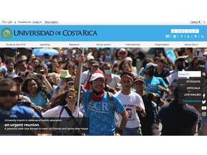 Universidad de Costa Rica's official website homepage screenshot