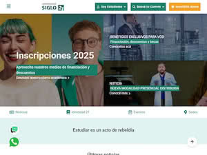 Universidad Empresarial Siglo 21's official website homepage screenshot