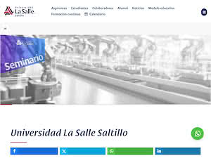 Universidad La Salle Saltillo's official website homepage screenshot