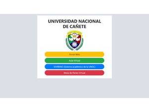 Universidad Nacional de Cañete's official website homepage screenshot