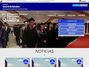 Universidad Nacional Experimental Francisco de Miranda's official website homepage screenshot