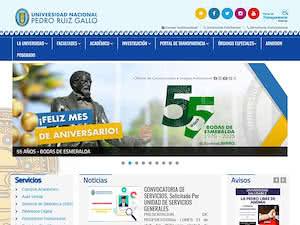 Universidad Nacional Pedro Ruíz Gallo's official website homepage screenshot
