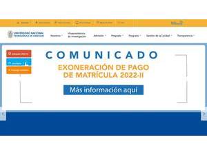 Universidad Nacional Tecnológica de Lima Sur's official website homepage screenshot