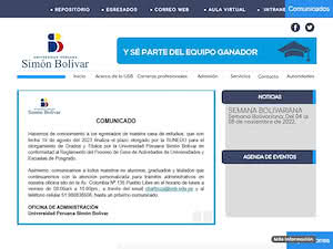 Universidad Peruana Simón Bolivar's official website homepage screenshot