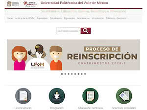 Universidad Politécnica del Valle de México's official website homepage screenshot