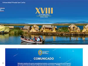 Universidad Privada San Carlos's official website homepage screenshot