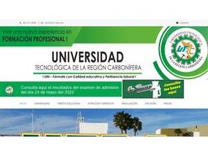 Universidad Tecnológica de la Región Carbonífera's official website homepage screenshot