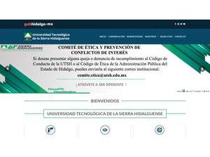 Universidad Tecnológica de la Sierra Hidalguense's official website homepage screenshot