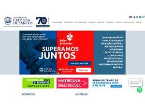 Universidade Católica de Santos's official website homepage screenshot