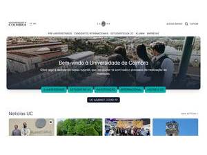 Universidade de Coimbra's official website homepage screenshot