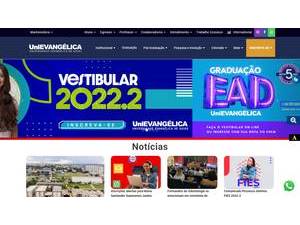 Universidade Evangélica de Goiás's official website homepage screenshot