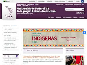Universidade Federal da Integração Latino-Americana's official website homepage screenshot