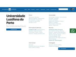 Universidade Lusófona do Porto's official website homepage screenshot