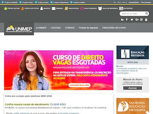 Universidade Metodista de Piracicaba's official website homepage screenshot