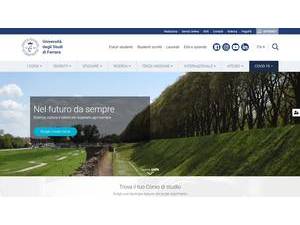 Università degli Studi di Ferrara's official website homepage screenshot