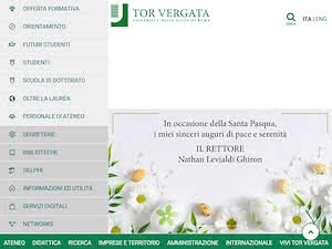 Università degli Studi di Roma Tor Vergata's official website homepage screenshot