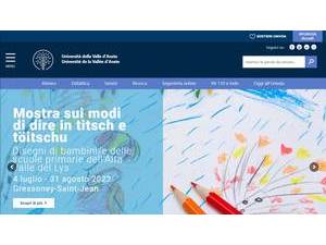 Università della Valle d'Aosta's official website homepage screenshot
