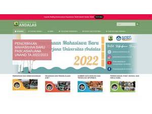 Universitas Andalas's official website homepage screenshot