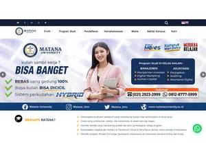 Universitas Matana's official website homepage screenshot