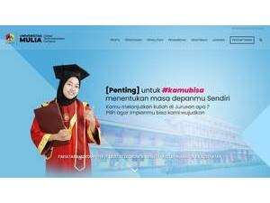 Universitas Mulia's official website homepage screenshot