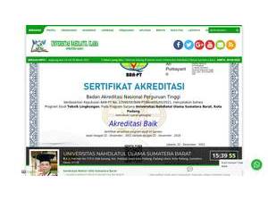 Universitas Nahdlatul Ulama Sumatera Barat's official website homepage screenshot