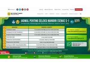 Universitas Pembangunan Nasional Veteran Jakarta's official website homepage screenshot