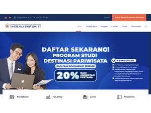 Universitas Pendidikan Nasional's official website homepage screenshot