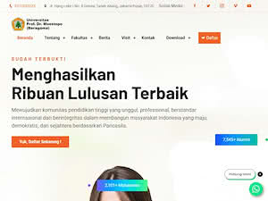 Universitas Prof. Dr. Moestopo's official website homepage screenshot