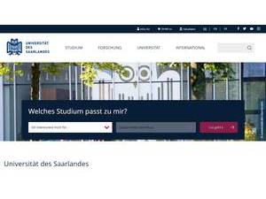 Universität des Saarlandes's official website homepage screenshot