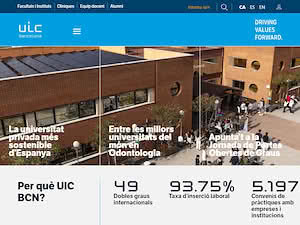 Universitat Internacional de Catalunya's official website homepage screenshot
