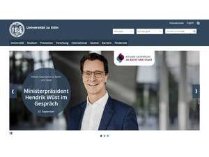 Universität zu Köln's official website homepage screenshot