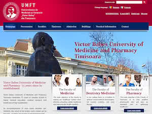 Universitatea de Medicina si Farmacie Victor Babes din Timişoara's official website homepage screenshot