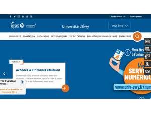 Université d'Évry-Val d'Essonne's official website homepage screenshot