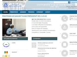 Université Dakar Bourguiba's official website homepage screenshot