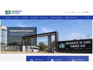 Université de Kara's official website homepage screenshot