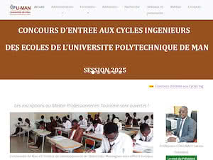 Université de Man's official website homepage screenshot