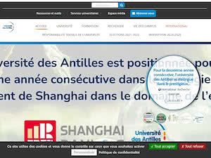 Université des Antilles's official website homepage screenshot