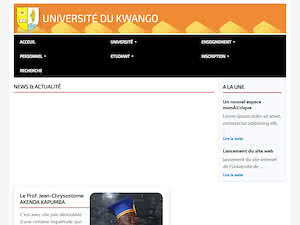 Université du Kwango's official website homepage screenshot