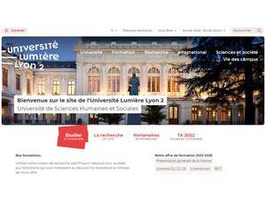 Université Lumière Lyon 2's official website homepage screenshot