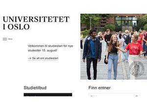 Universitetet i Oslo's official website homepage screenshot
