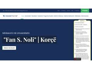 Universiteti Fan S. Noli, Korçë's official website homepage screenshot
