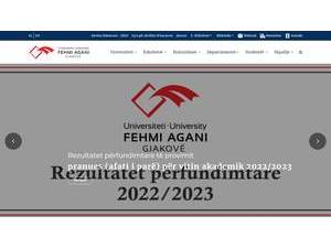 Universiteti i Gjakovës Fehmi Agani's official website homepage screenshot