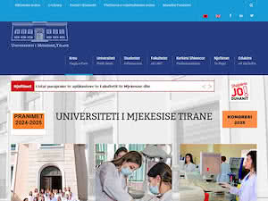 Universiteti i Mjekësisë, Tiranë's official website homepage screenshot