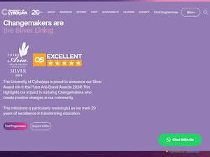 Universiti Cyberjaya's official website homepage screenshot