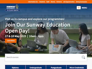 Universiti Sunway's official website homepage screenshot